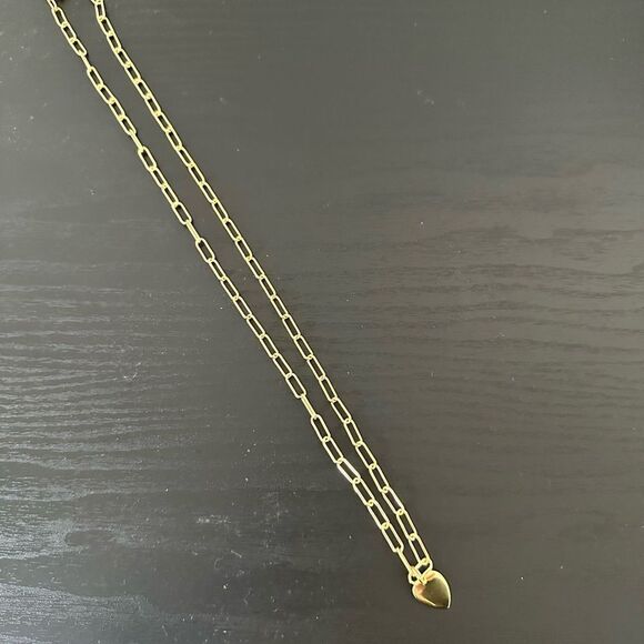 💼❤️Beautiful and Sweet Paperclip Chain with Heart Necklace Gold Plated - Picture 5 of 6